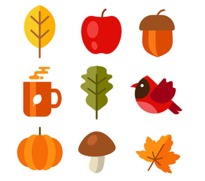 9 color autumn elements vector material
