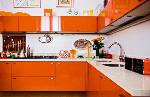 Оранжевый цвет кухни