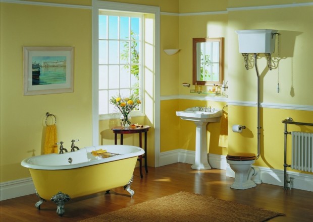 Интерьер ванной комнаты в желтом цвете