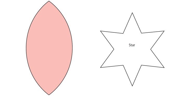 Распечатываем шаблон и вырезаем по 6 деталей на каждый шарик и по одной звёздочке