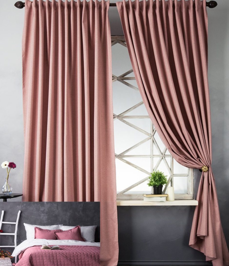 Розовые шторы в интерьере: модификации драпировок окон с цветочной палитрой